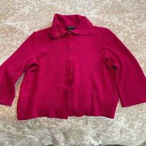 St. John Fuchsia Button-Up Cardigan